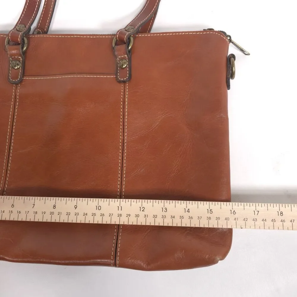 PATRICIA NASH Womens Tote Shoulder Bag Cognac Brown Crossbody LARGE 100% Leather
